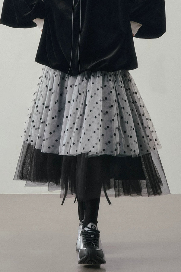 Polka Dot Patchwork Tulle Skirt