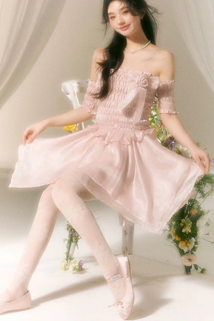 Off-Shoulder Satin Ballet Dress