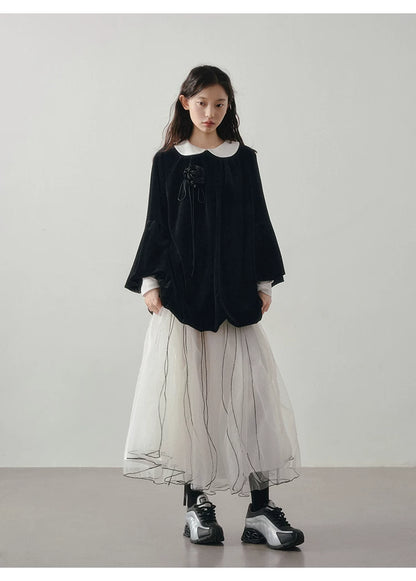 Multi-Layered Visible Stitching Mesh Skirt