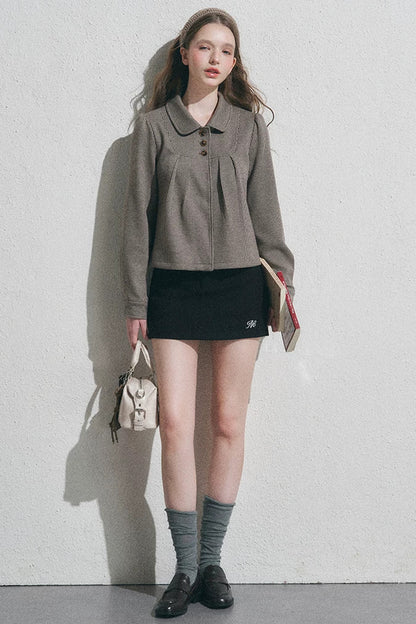 Houndstooth Doll Collar Polo Cardigan