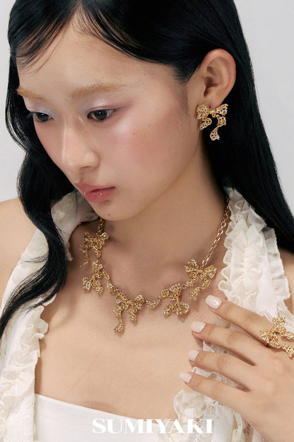 Lace Series Cut-Out Bow Earrings