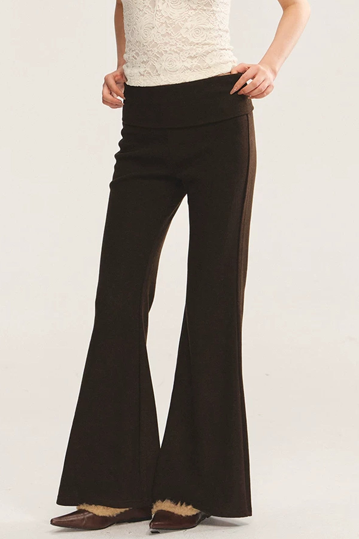 High-Waisted Slim-Fit Flared Pants