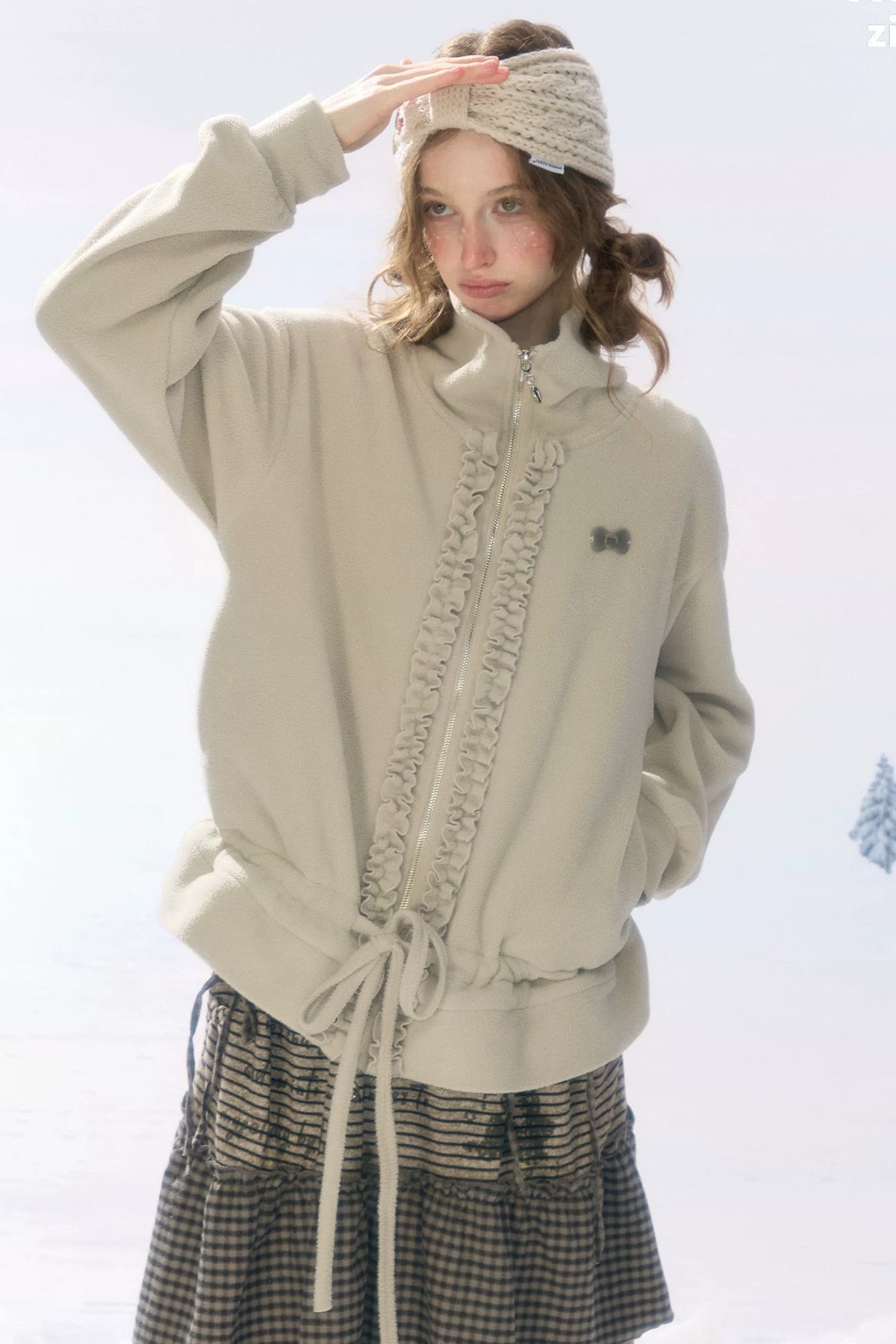 Gray Apricot Polar Fleece Jacket