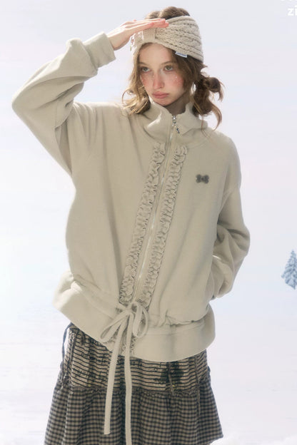 Gray Apricot Polar Fleece Jacket