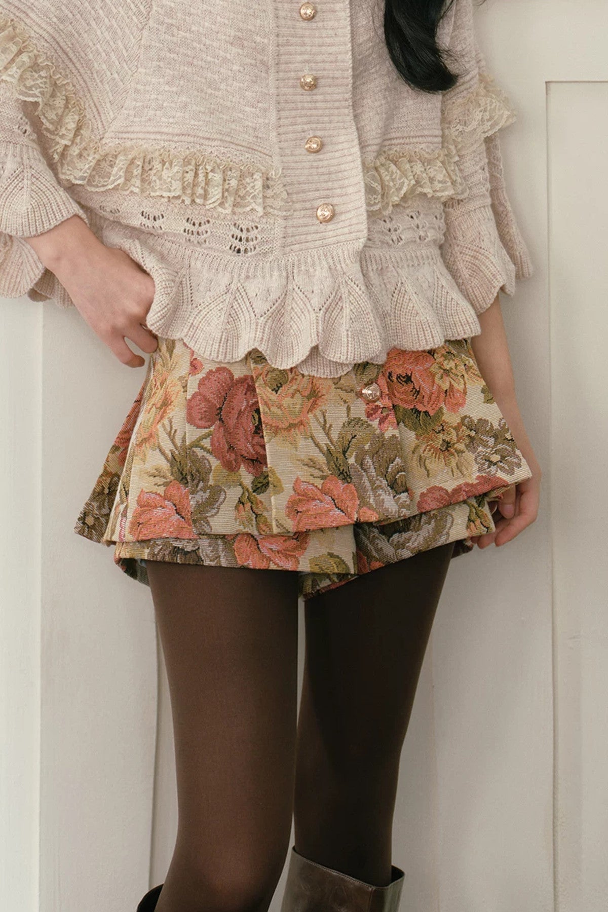 High-Waisted Floral Print Skirt