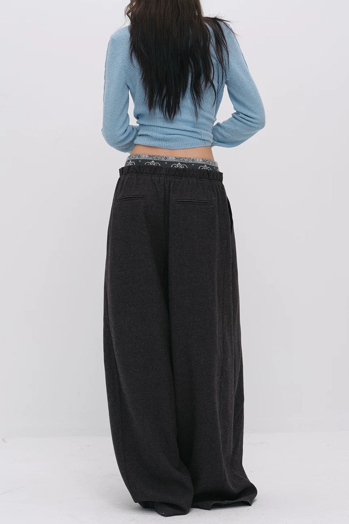 Wool Jacquard Wide-Leg Trousers