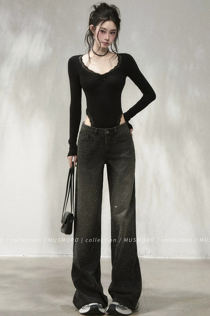 Lace Pleated Bow Jumpsuit