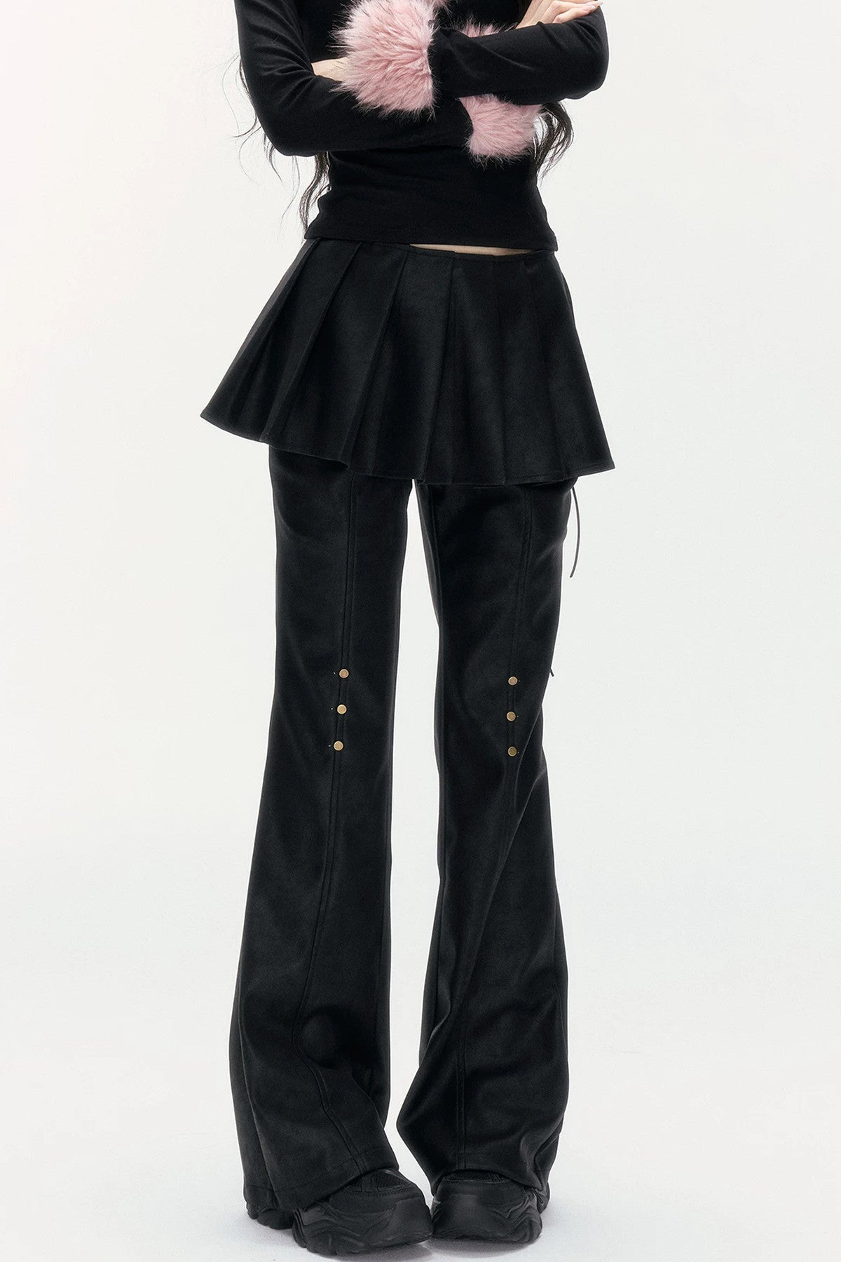 Flared Pants With Detachable Skirt