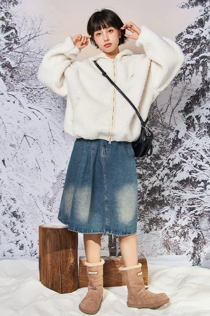 Fleece-Lined Flat Snow Boots