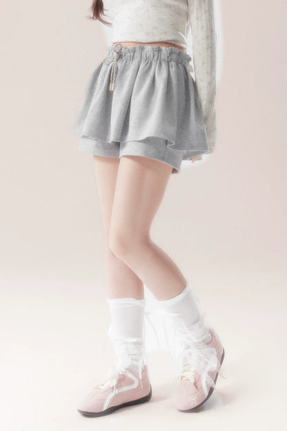 Drawstring Puffy Layered-Look Skirt