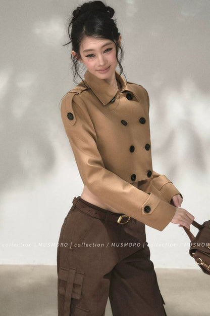 High-Waisted Double-Breasted Trench Coat