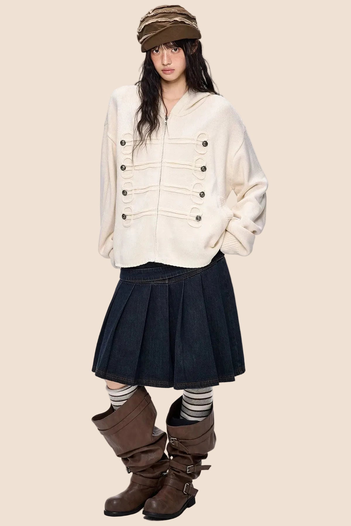 Double-Breasted Knit Cardigan