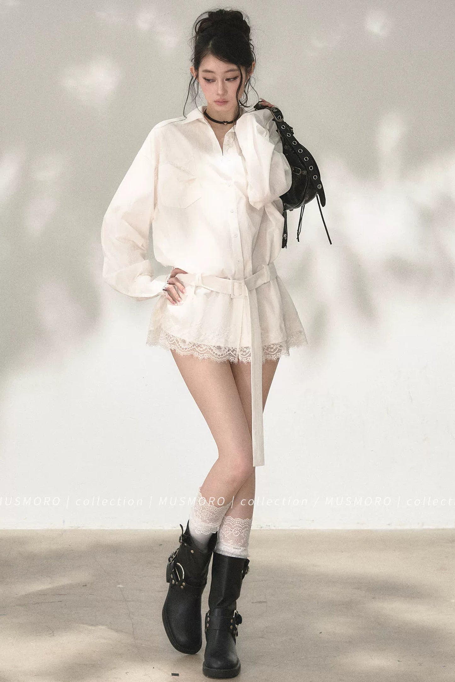 Eyelash Lace Shirt Dress