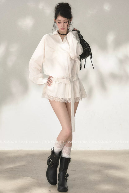 Eyelash Lace Shirt Dress
