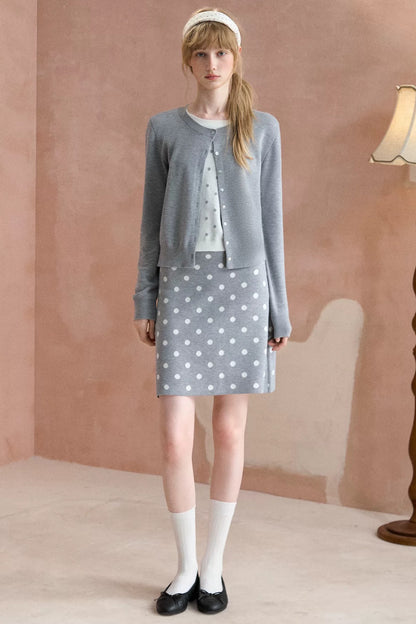 Retro Polka Dot Faux Two-Piece Knit Sweater Set-Up