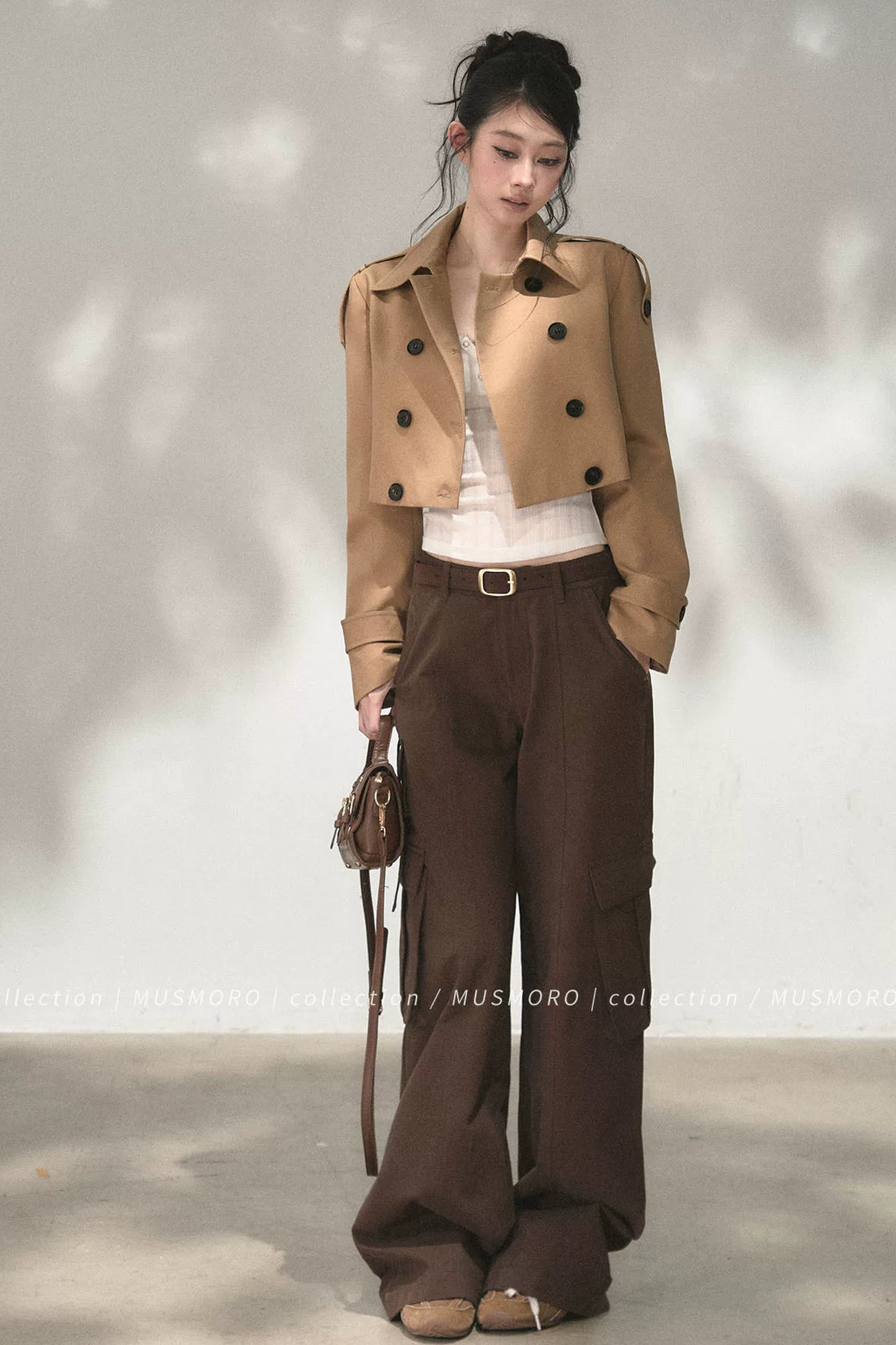 High-Waisted Double-Breasted Trench Coat