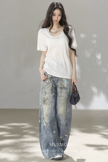 Punk Chain High-Waisted Jeans