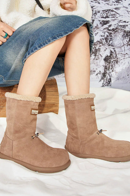 Fleece-Lined Flat Snow Boots
