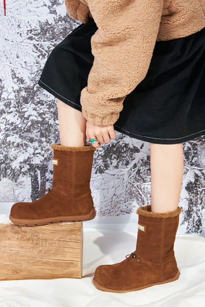 Fleece-Lined Flat Snow Boots
