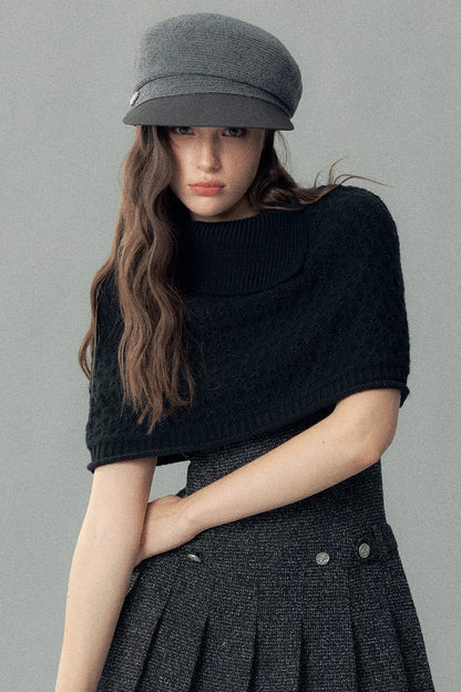 Asymmetrical Wide-Brimmed Leather Patchwork Newsboy Hat