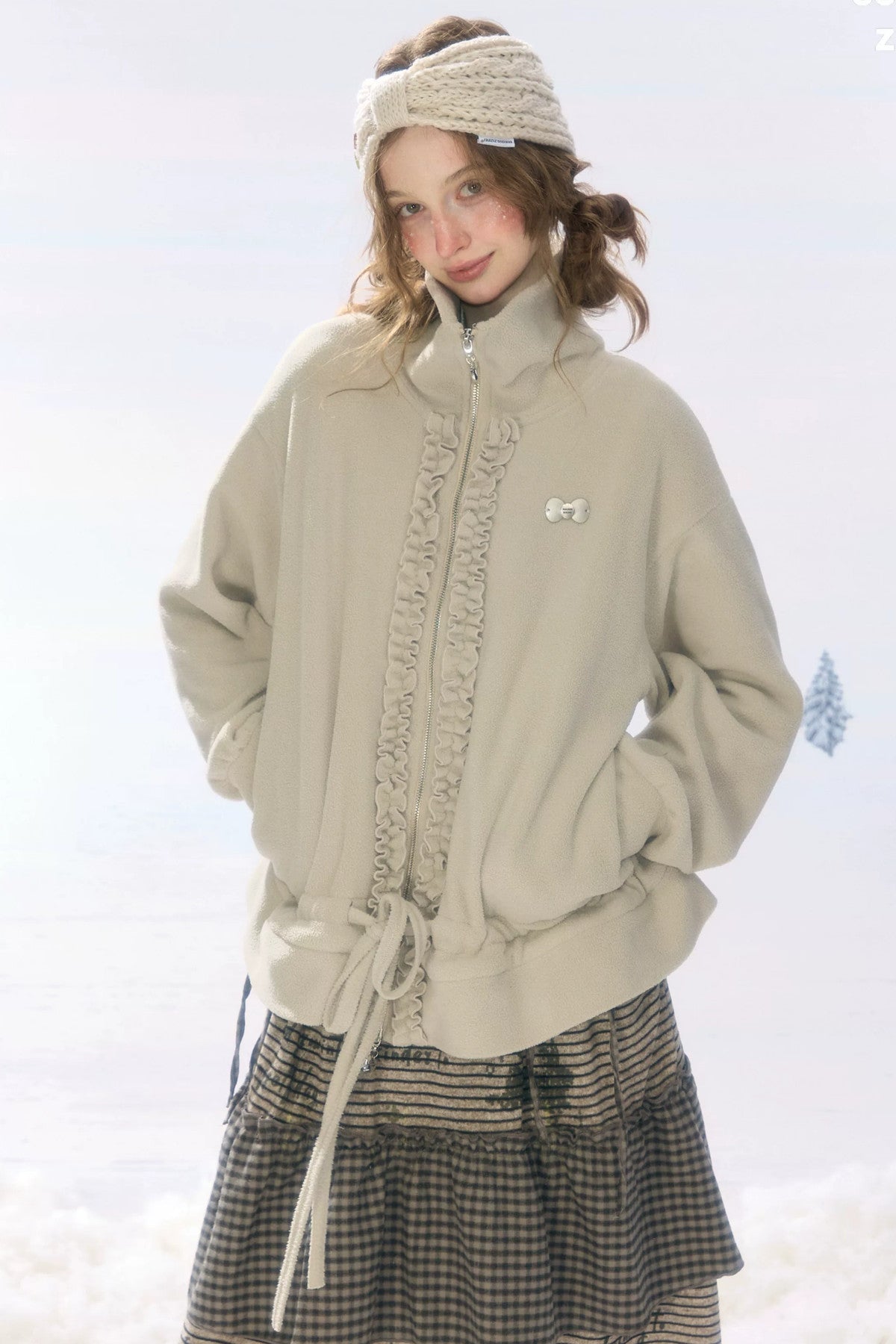Gray Apricot Polar Fleece Jacket