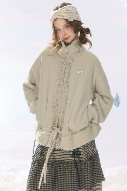 Gray Apricot Polar Fleece Jacket