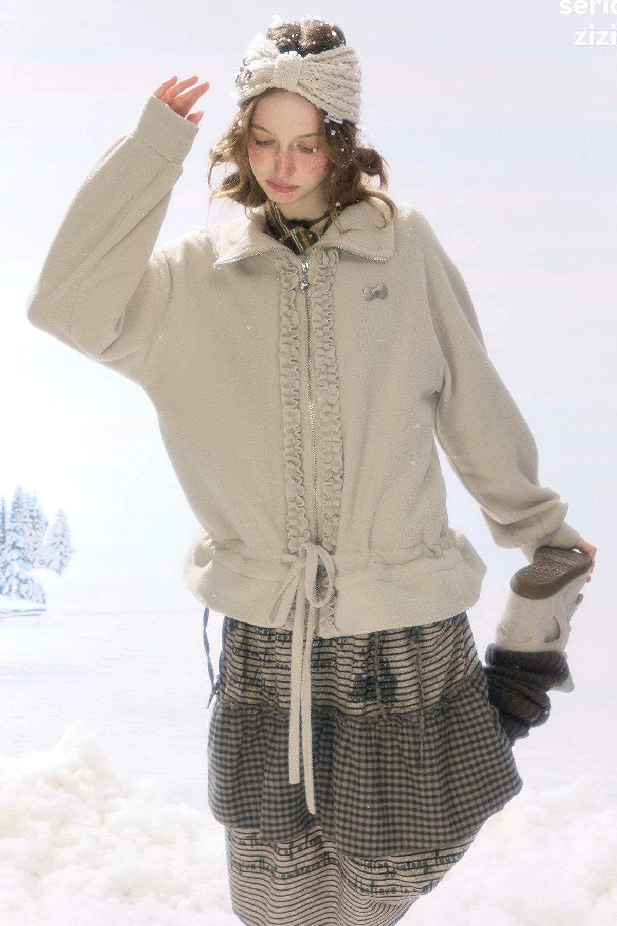 Gray Apricot Polar Fleece Jacket