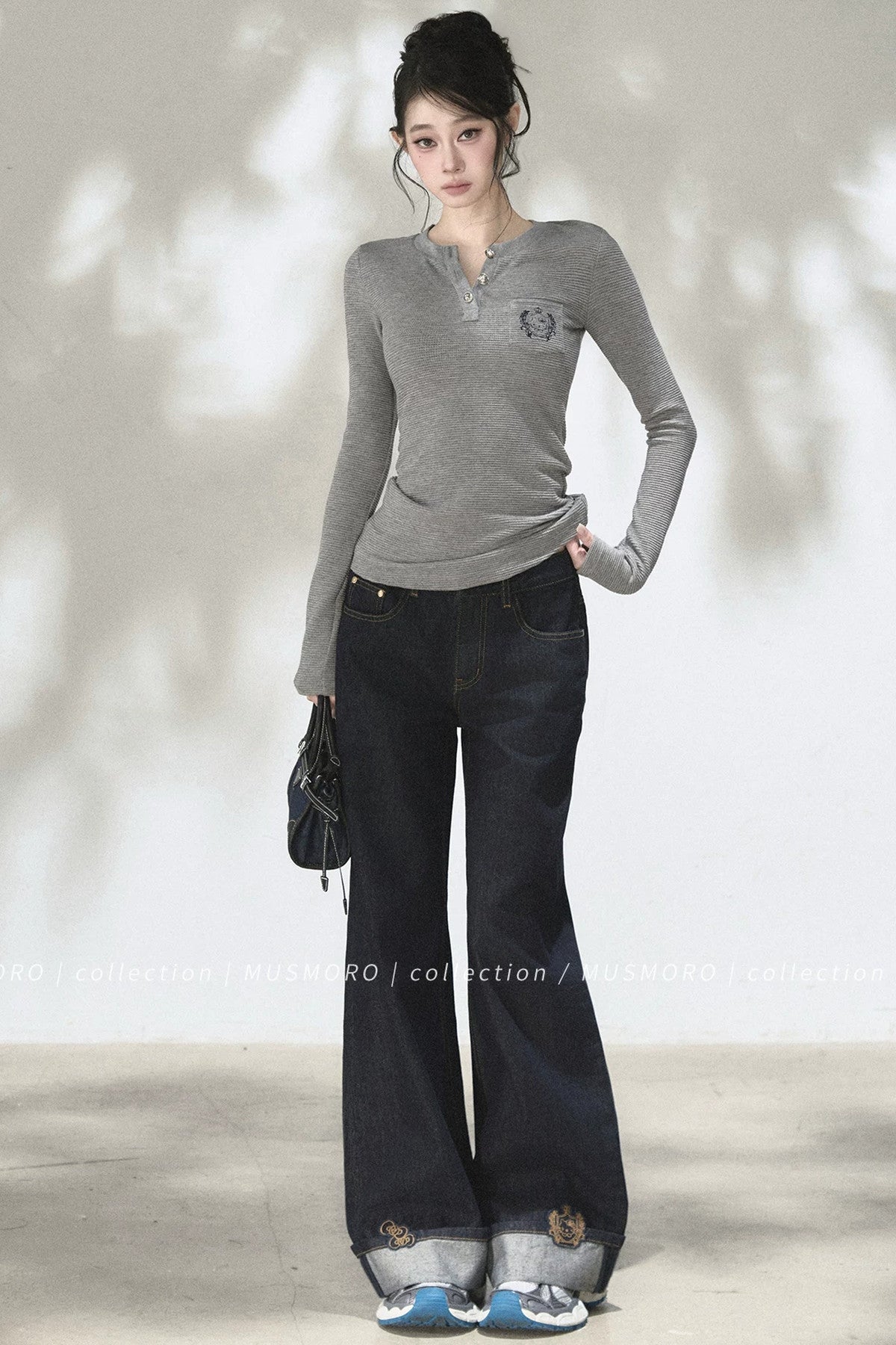 Embroidered Waffle Knit Top