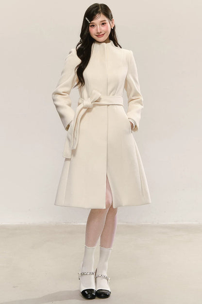 Belted Mid-Length Wool Jacket