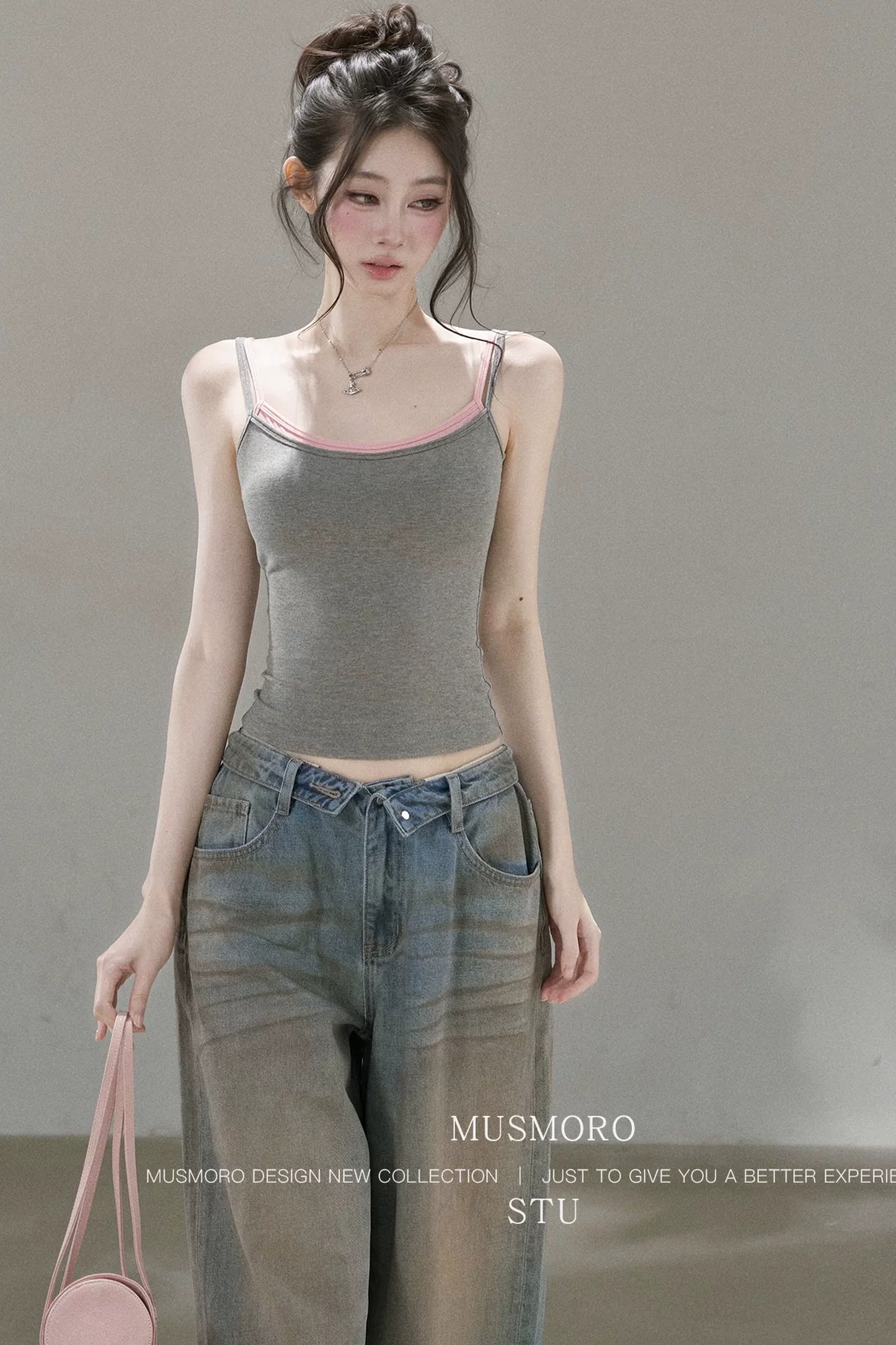 Low-Rise Complex Denim Pants