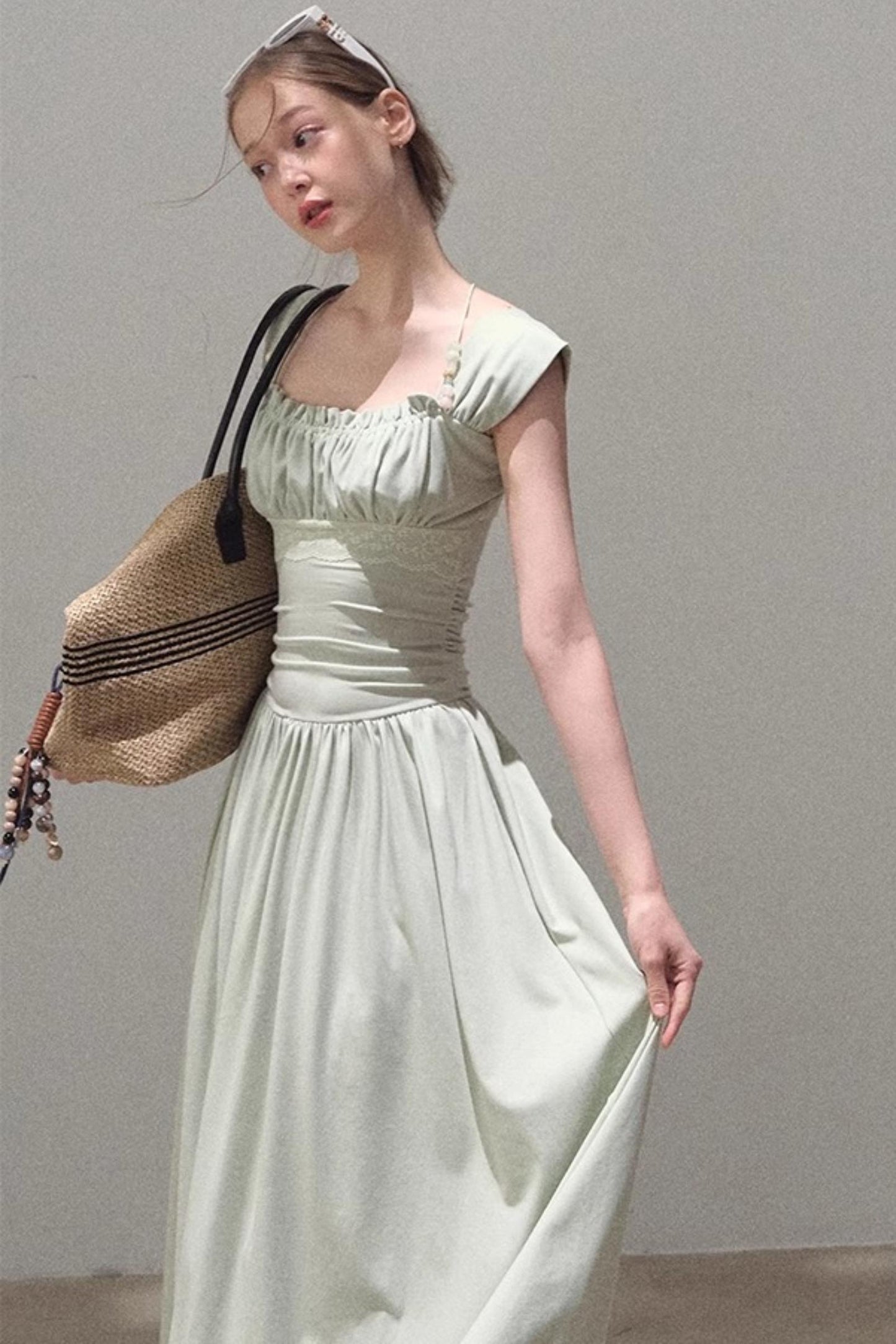 Square Neck Halter Knit Dress