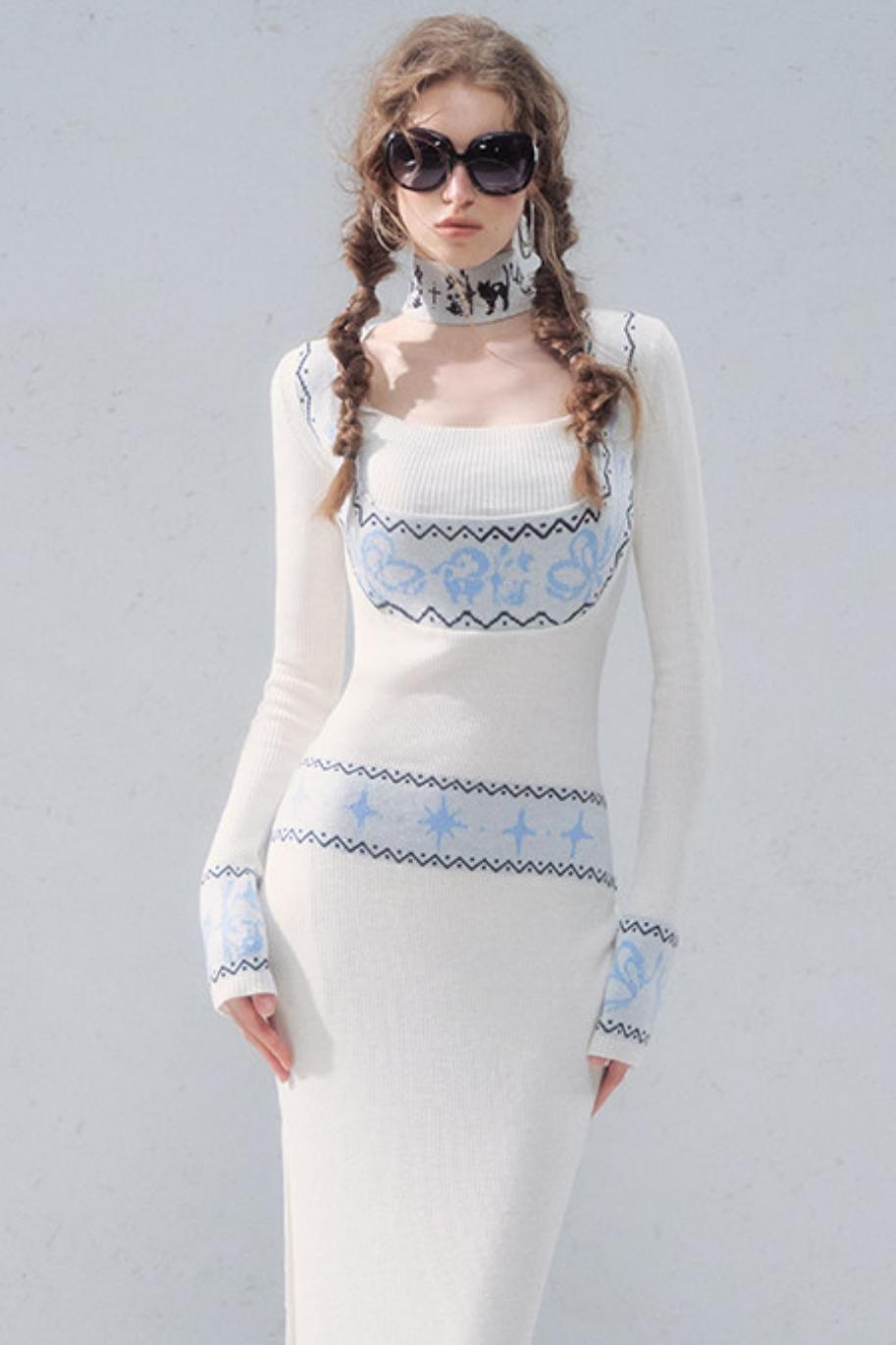 Fair Isle Jacquard Knit Dress