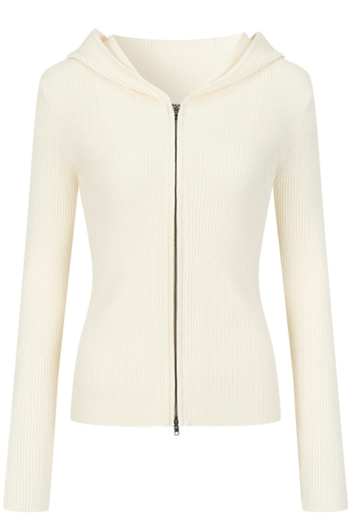 니트 후드 카디건 