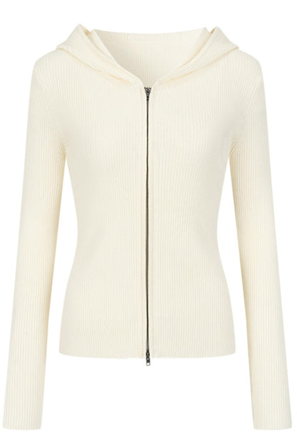 니트 후드 카디건 