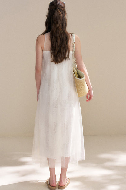 Sleeveless Floral Lace Dress