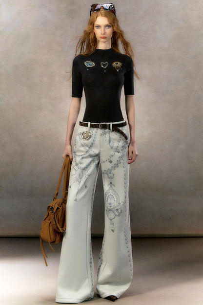 Pearl Print Fleece-Lined Pants