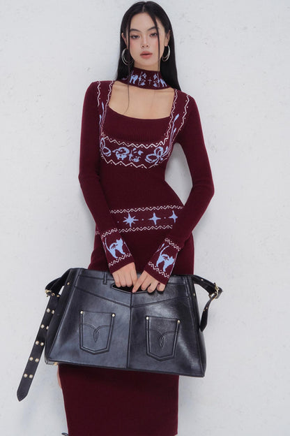 Fair Isle Jacquard Knit Dress