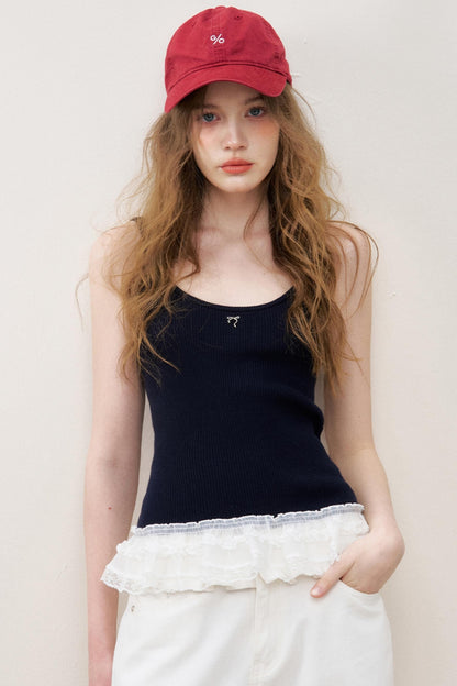 Lace Patchwork Knit Suspenders