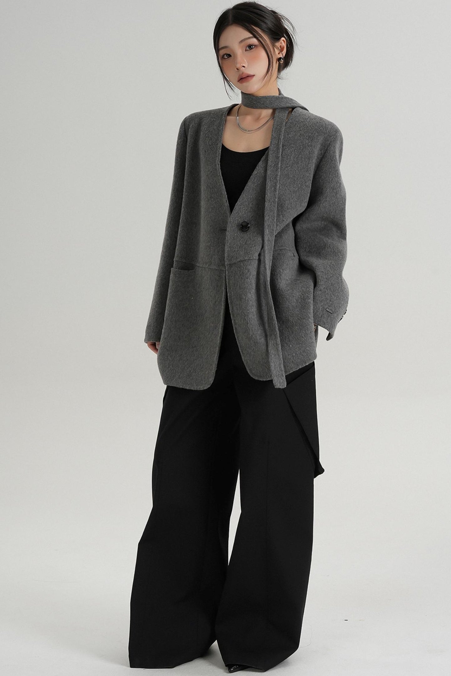 Elegant Mid-Length Wool Suit Coat