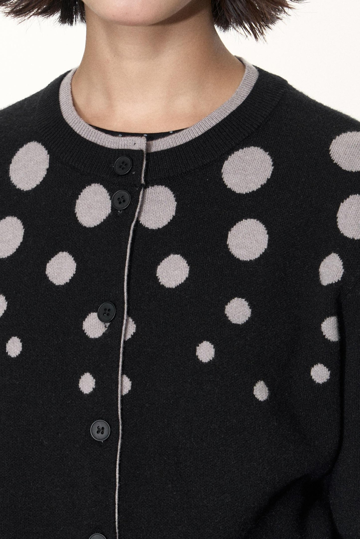 Vintage Polka Dot Crew Neck Sweater Jacket