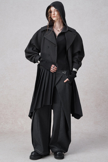 니트 후드 카디건 