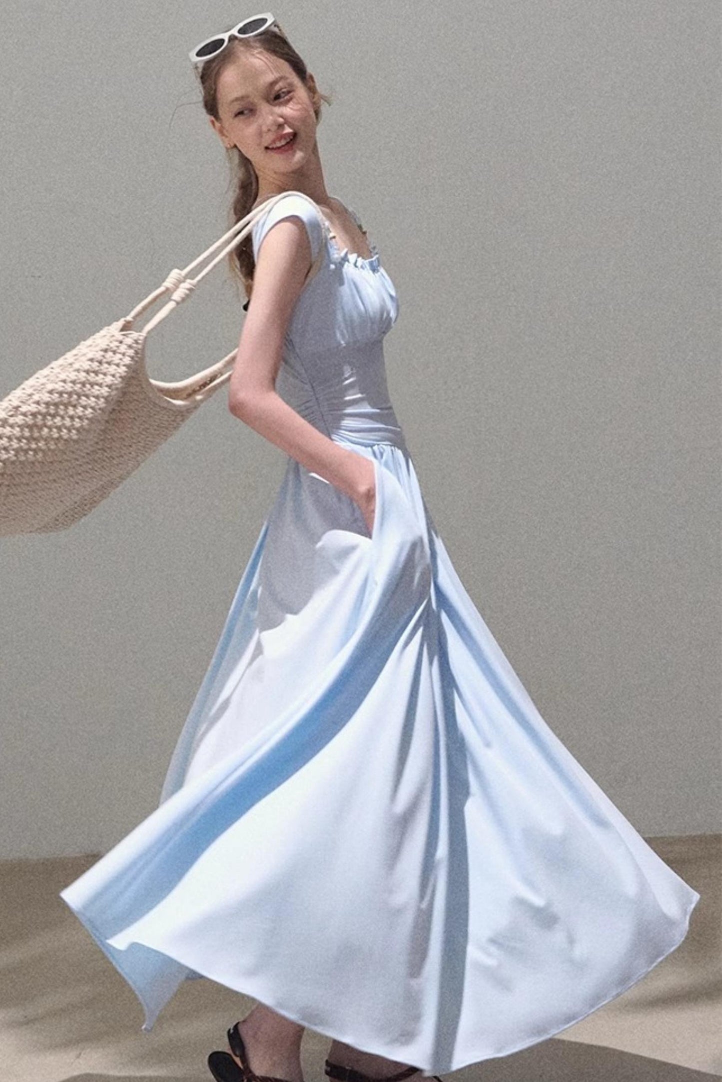 Square Neck Halter Knit Dress