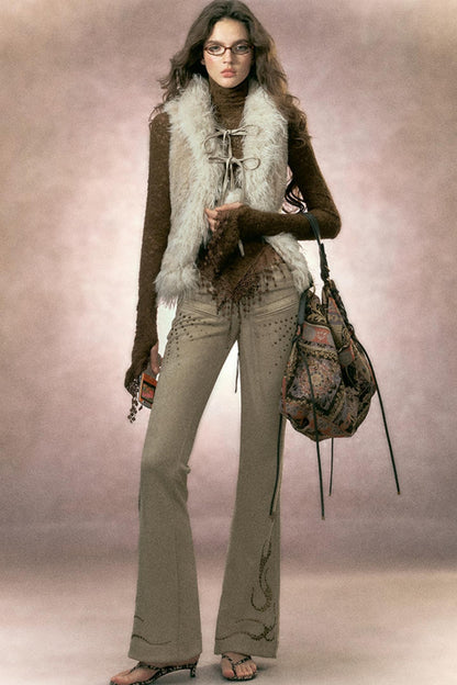 Retro Plush Patchwork Vest