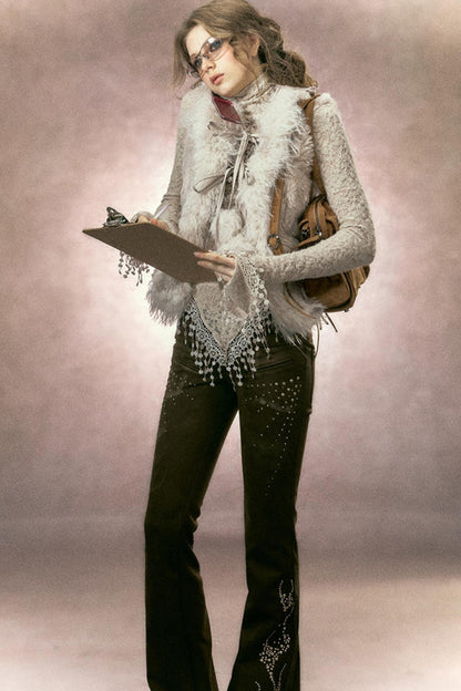 Retro Plush Patchwork Vest