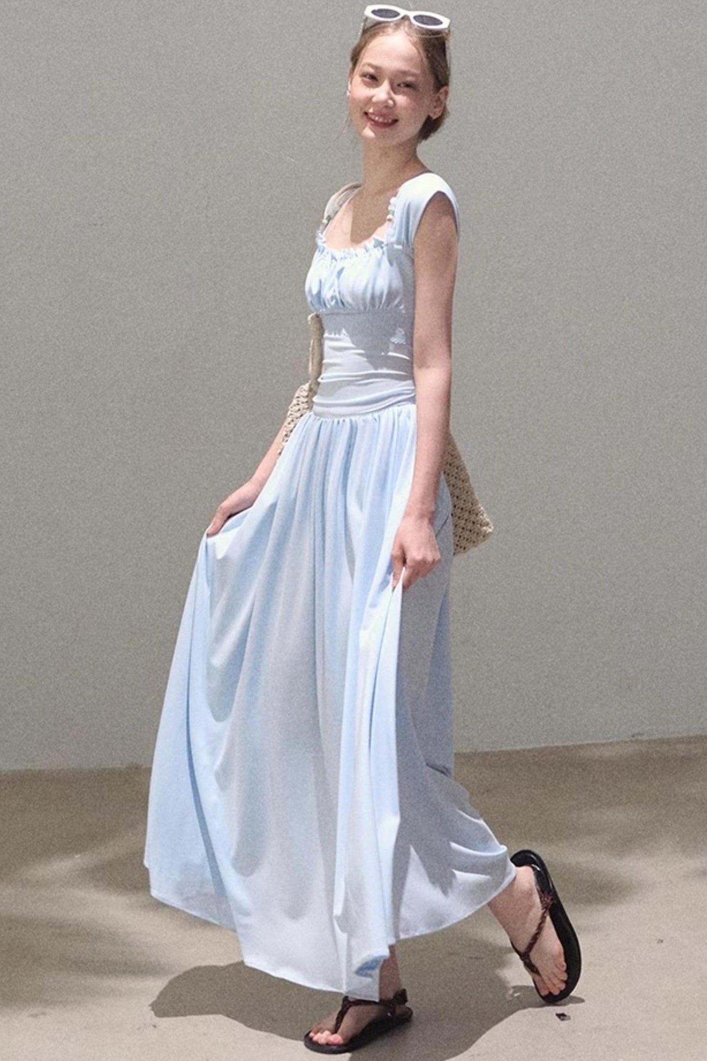 Square Neck Halter Knit Dress