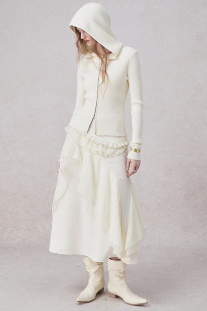 니트 후드 카디건 