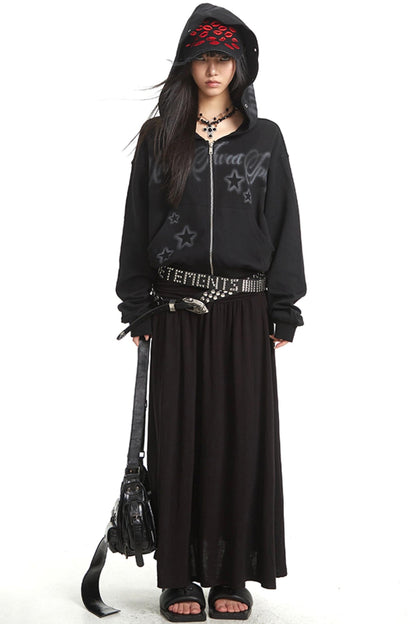 Hip Covering A-Line Long Skirt