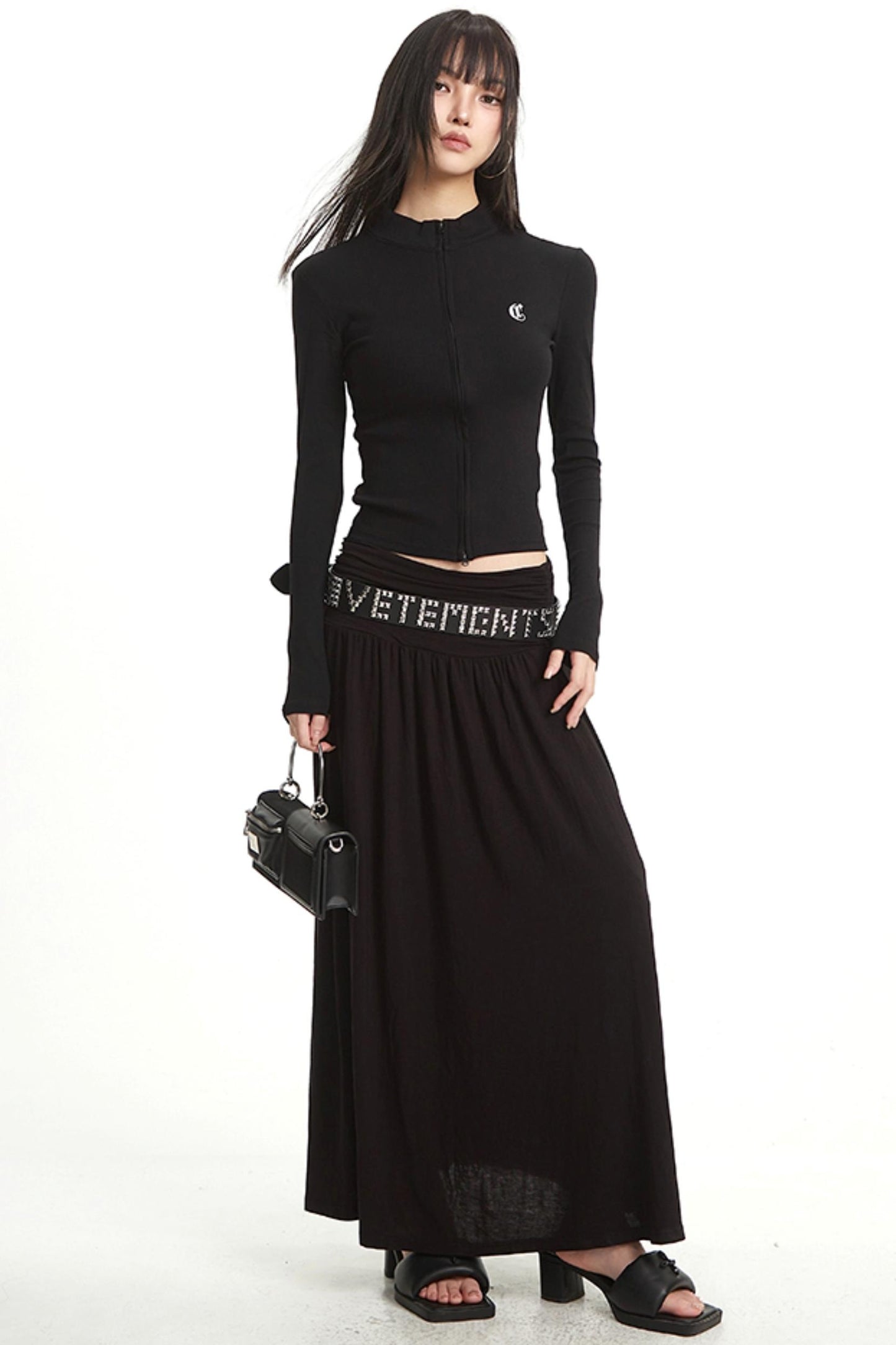 Hip Covering A-Line Long Skirt