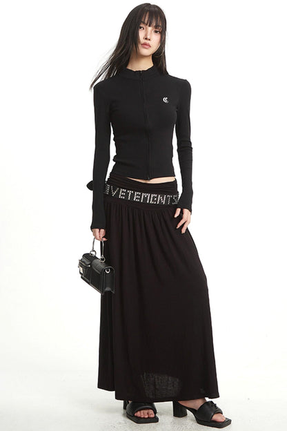 Hip Covering A-Line Long Skirt