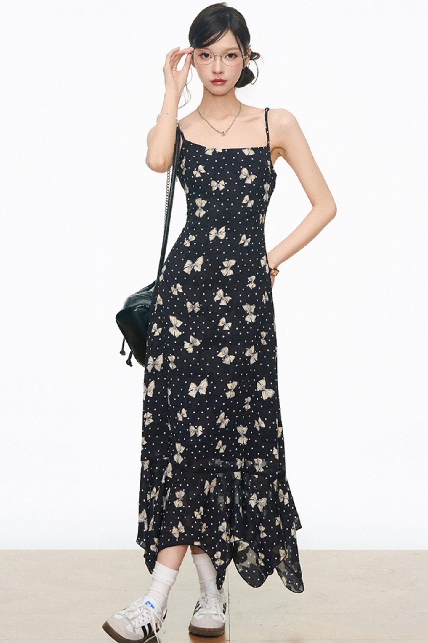 Black Leather Jacket & Butterfly Slip Dress Set-Up